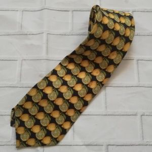 Gucci Silk Neck Tie 100% Silk Lemon Design Italy